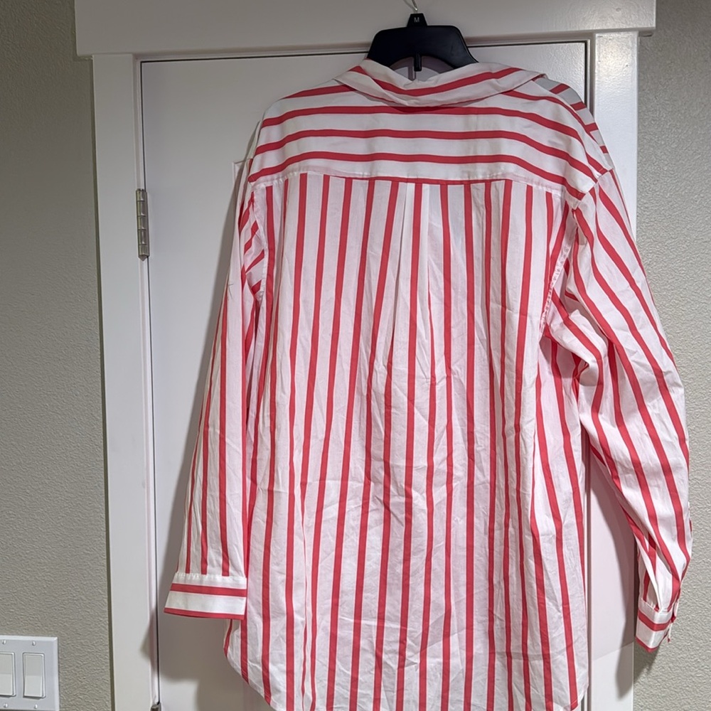Ava & Viv Red and White Striped Button-Up - Picture 5 of 5